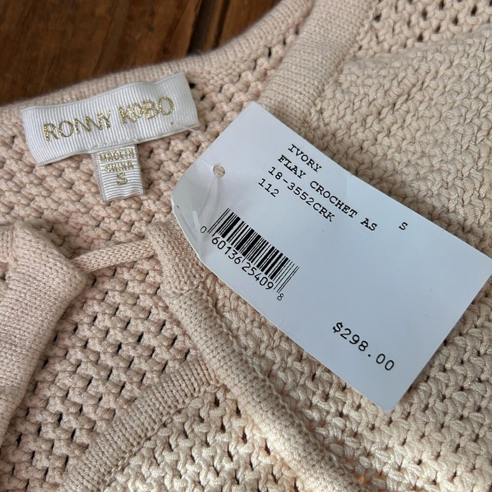 Women’s Ronny Kobo Flay crochet cut out sweater one shoulder size small New NWT - Picture 6 of 8